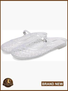 Jelly Mesh Flat Slide Sandals Adjustable Buckle Strap Closed Round Toe